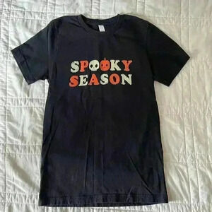 spooky season halloween black graphic tee shirt womens small gothic short sleeve